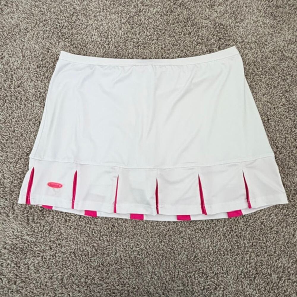 Bolle White Pleated Classic 15" Skort w/Pink Trim Tennis Athletic Women's Large
